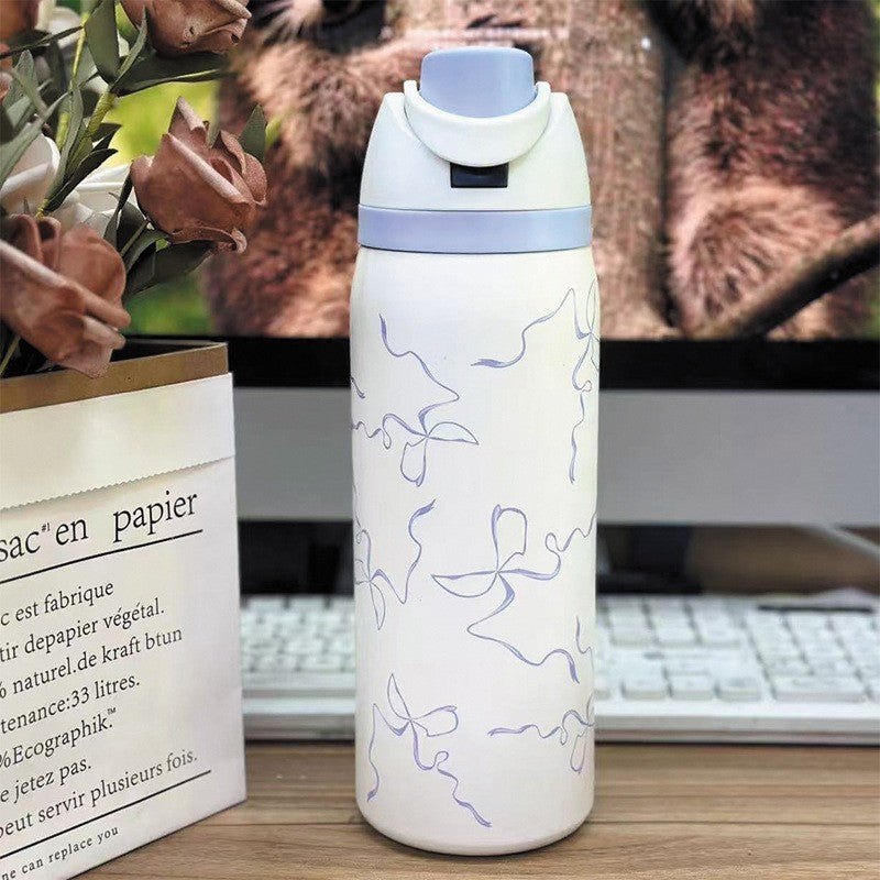 Cross-border New Fruit Cup304Stainless Steel Insulated Cup Large Capacity Double Drinking Cup Portable Car Sports Water Bottle