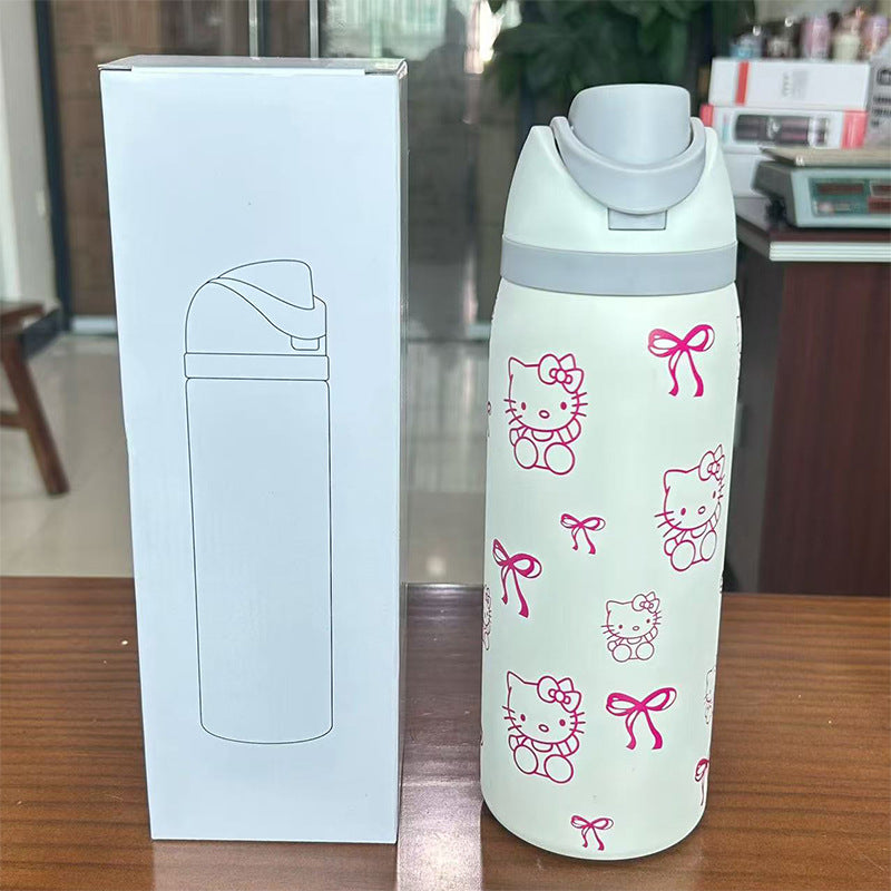 Cross-border New Fruit Cup304Stainless Steel Insulated Cup Large Capacity Double Drinking Cup Portable Car Sports Water Bottle