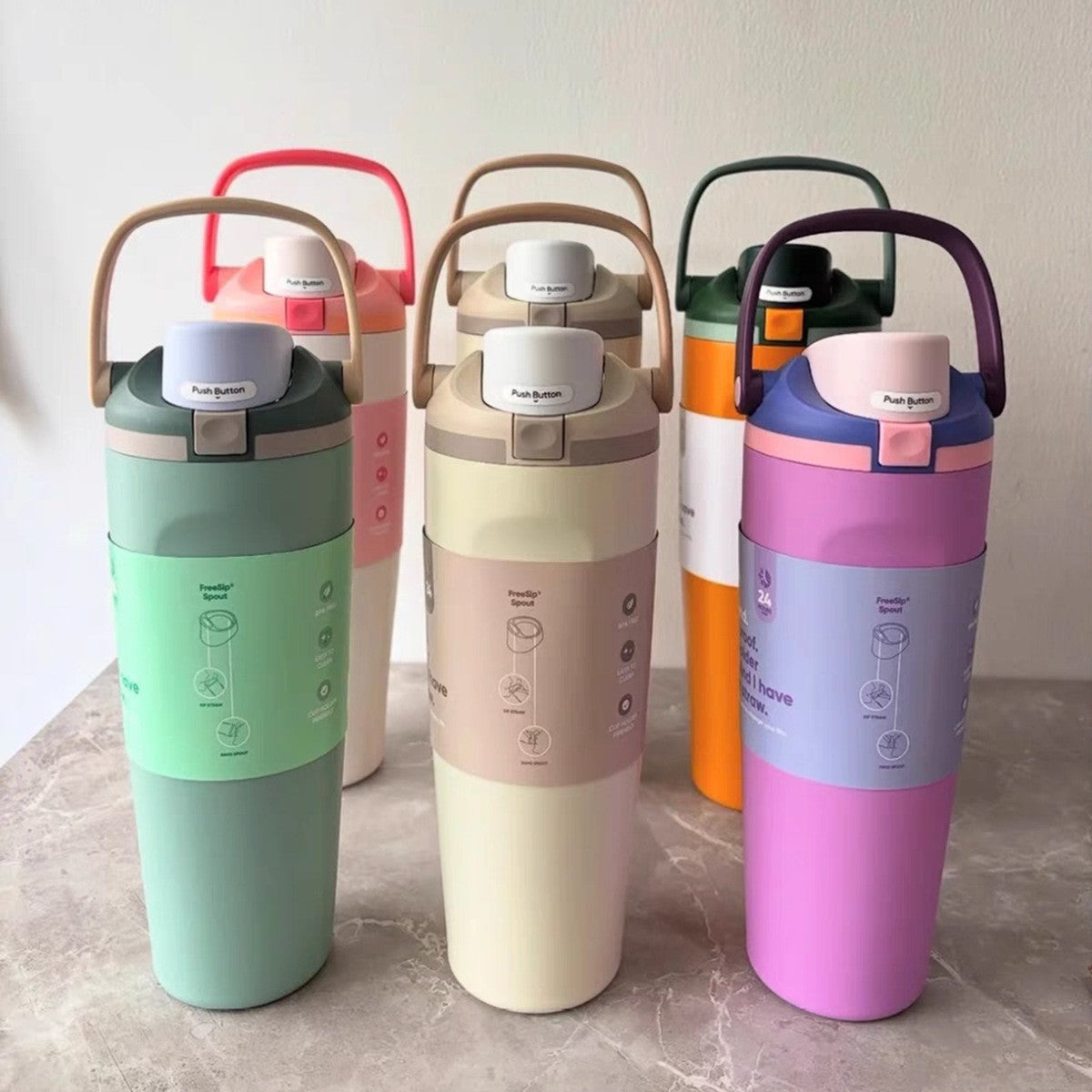 Cross-border New Fruit Cup304Stainless Steel Insulated Cup Large Capacity Double Drinking Cup Portable Car Sports Water Bottle
