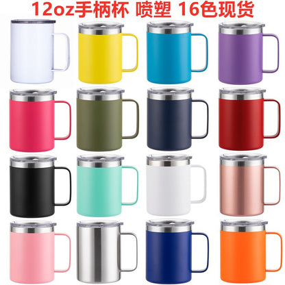 12oz Handle Spray Plastic Sublimation Mug with Handle Print log In-stock Export304Stainless Steel Handle Cup