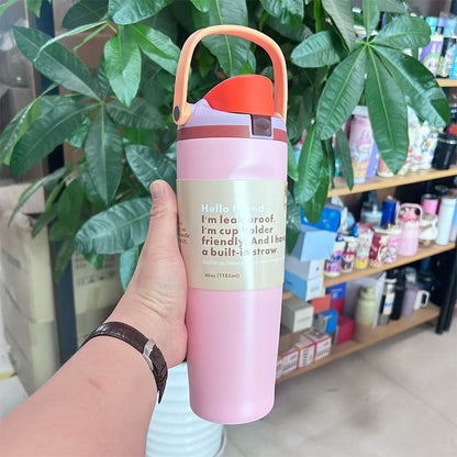 Cross-border New Fruit Cup304Stainless Steel Insulated Cup Large Capacity Double Drinking Cup Portable Car Sports Water Bottle