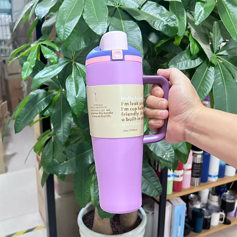 Cross-border New Fruit Cup304Stainless Steel Insulated Cup Large Capacity Double Drinking Cup Portable Car Sports Water Bottle