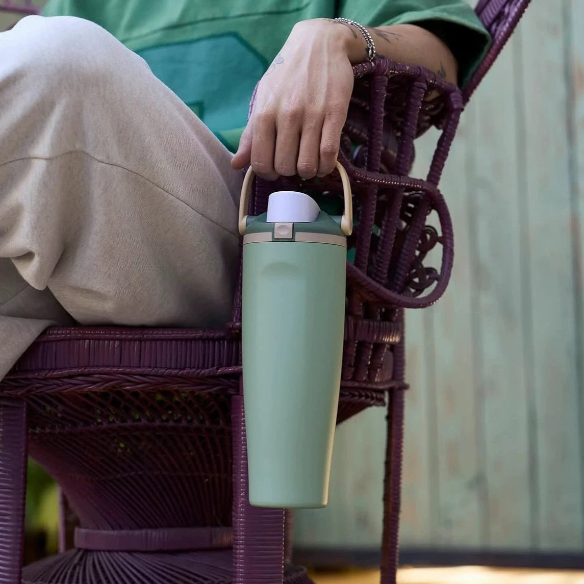 New Large Capacity30oz Portable Fruit Cup304Stainless Steel Vacuum Insulated Cup Outdoor Portable Straw Cup