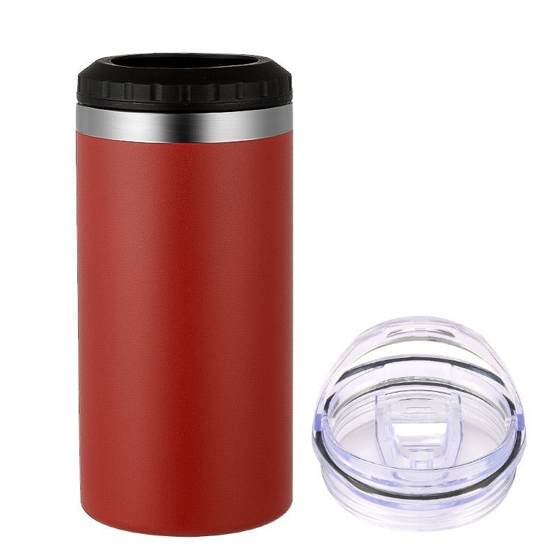 Simple Car-Mounted Straight Outdoor Sublimation Beer Cup In Stock Multi-Functional16oz Double Lid Insulated Cold Storage Cup