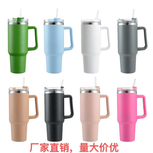 Cross-border Manufacturer New Model40oz Ice Tyrant Cup with Handle for Cross-Border304Stainless steel thermos cup with straw car cup