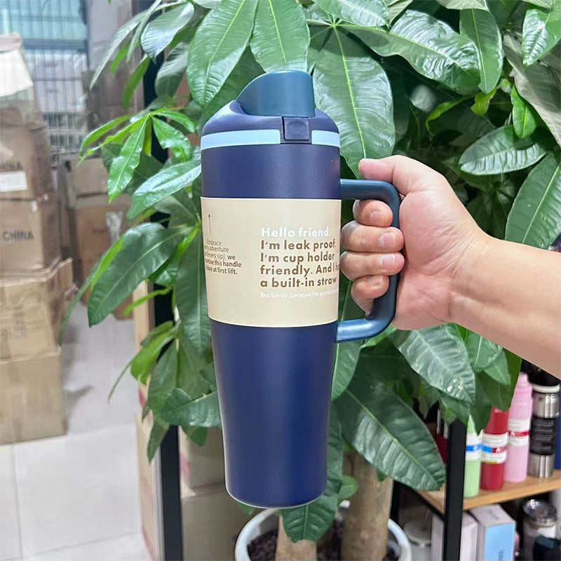 Cross-border New Fruit Cup304Stainless Steel Insulated Cup Large Capacity Double Drinking Cup Portable Car Sports Water Bottle