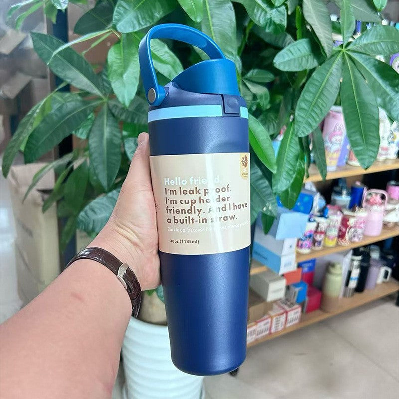 Cross-border New Fruit Cup304Stainless Steel Insulated Cup Large Capacity Double Drinking Cup Portable Car Sports Water Bottle
