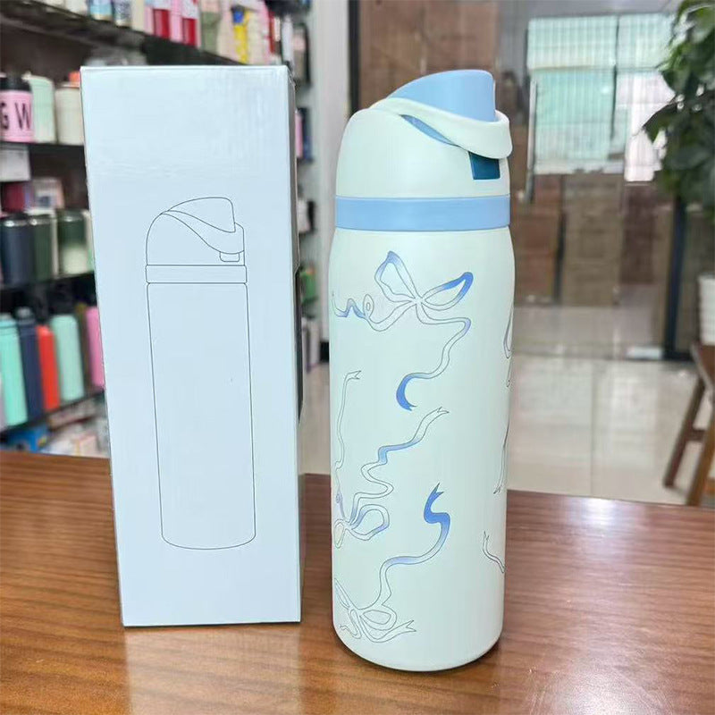 Cross-border New Fruit Cup304Stainless Steel Insulated Cup Large Capacity Double Drinking Cup Portable Car Sports Water Bottle