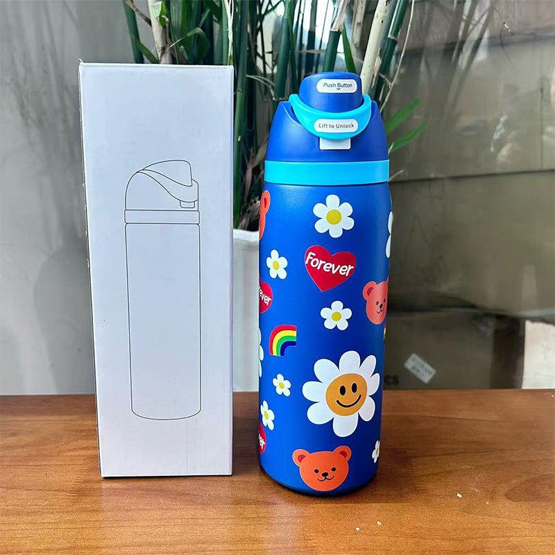 Cross-border New Fruit Cup304Stainless Steel Insulated Cup Large Capacity Double Drinking Cup Portable Car Sports Water Bottle