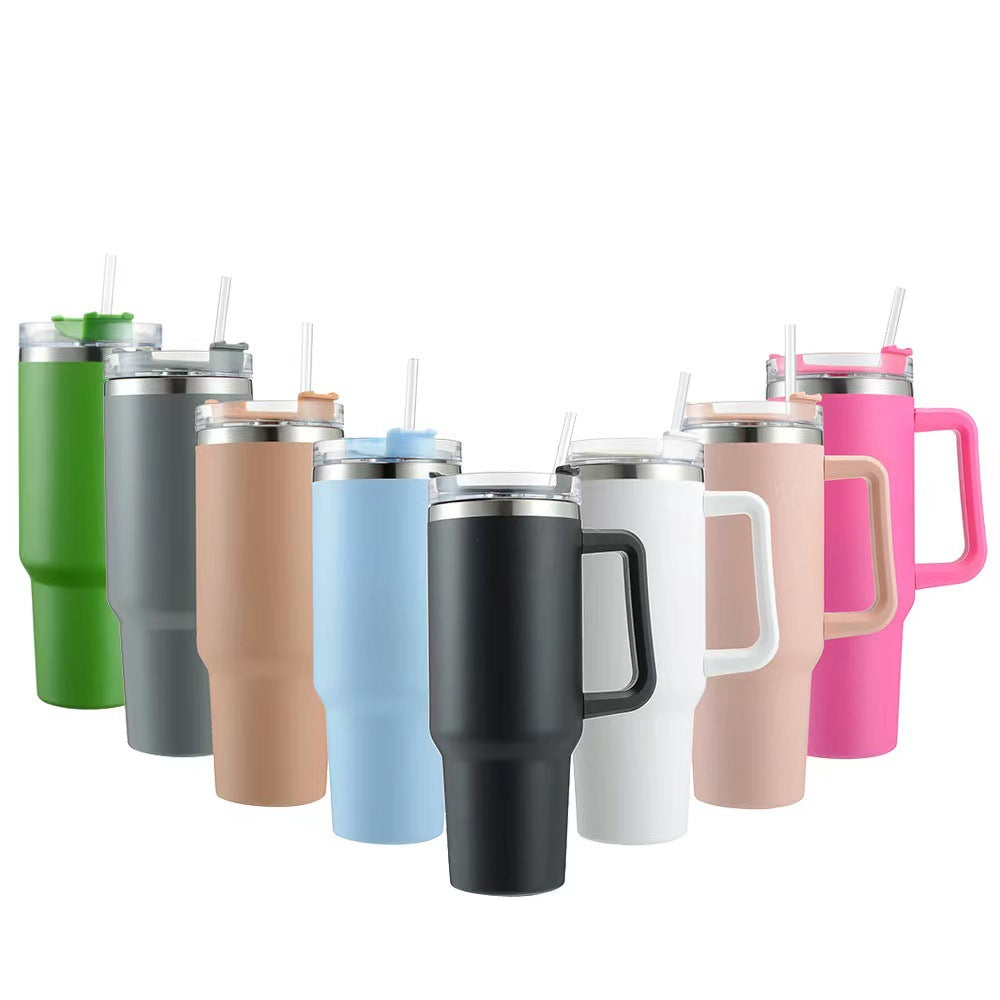 Cross-border Manufacturer New Model40oz Ice Tyrant Cup with Handle for Cross-Border304Stainless steel thermos cup with straw car cup