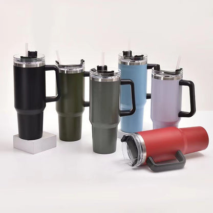Cross-border Manufacturer New Model40oz Ice Tyrant Cup with Handle for Cross-Border304Stainless steel thermos cup with straw car cup