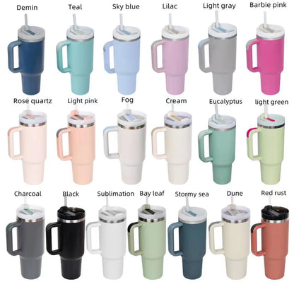 Cross-border Manufacturer New Model40oz Ice Tyrant Cup with Handle for Cross-Border304Stainless steel thermos cup with straw car cup