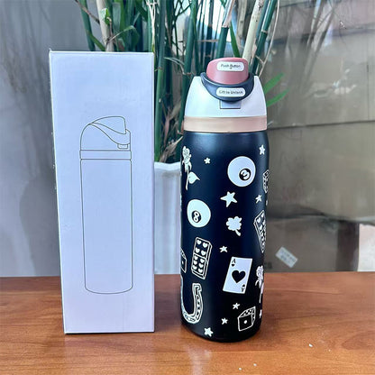 Cross-border New Fruit Cup304Stainless Steel Insulated Cup Large Capacity Double Drinking Cup Portable Car Sports Water Bottle